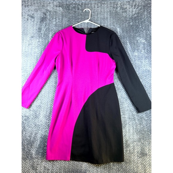 Donna Morgan Dresses & Skirts - Donna Morgan A-Line Mini Dress Womens 10 Pink Black Colorblock Long Sleeve